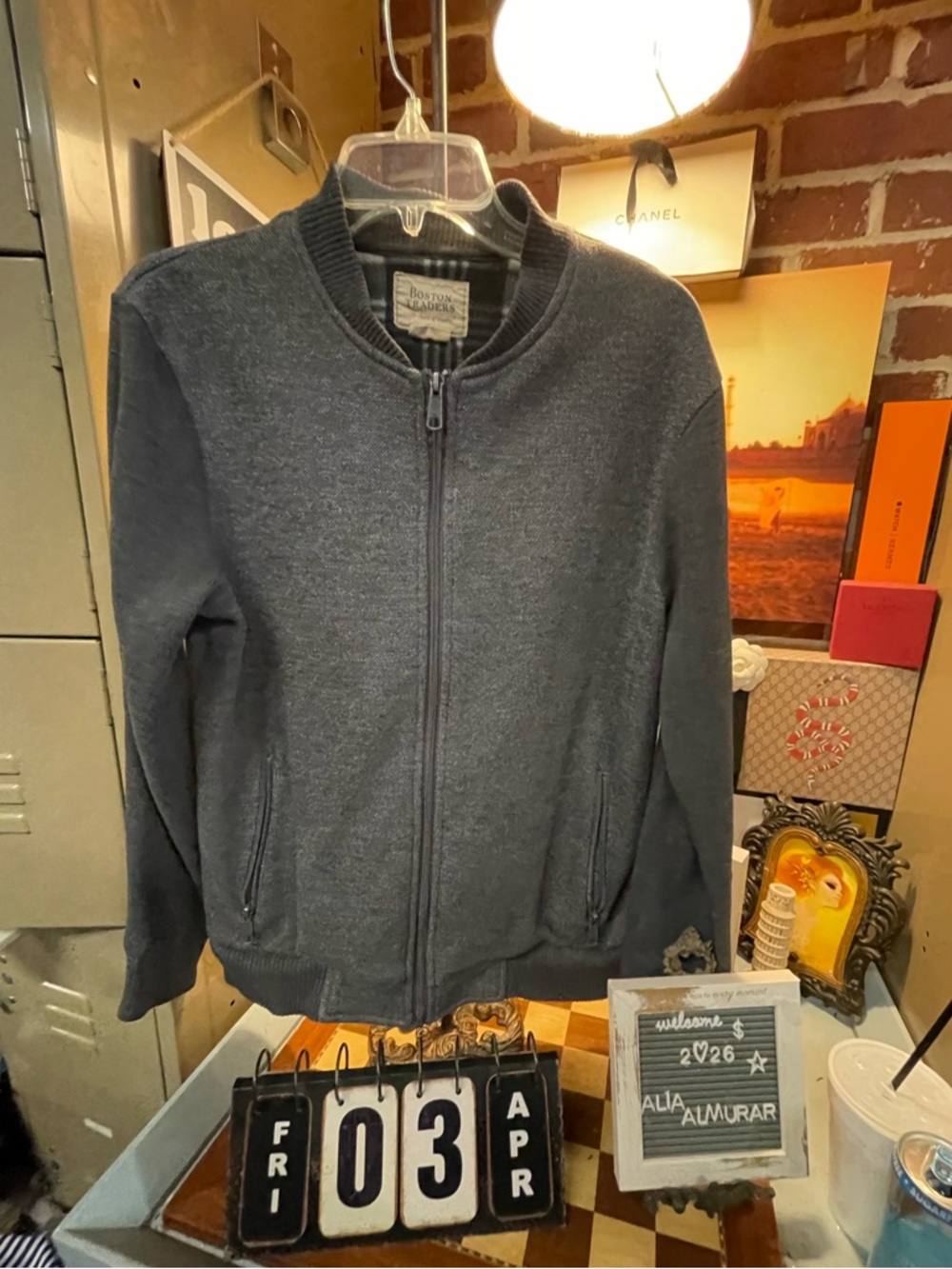 Boston Traders Men's gray bomber jacket